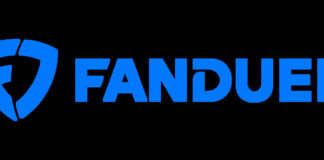 FanDuel blue logo over black background